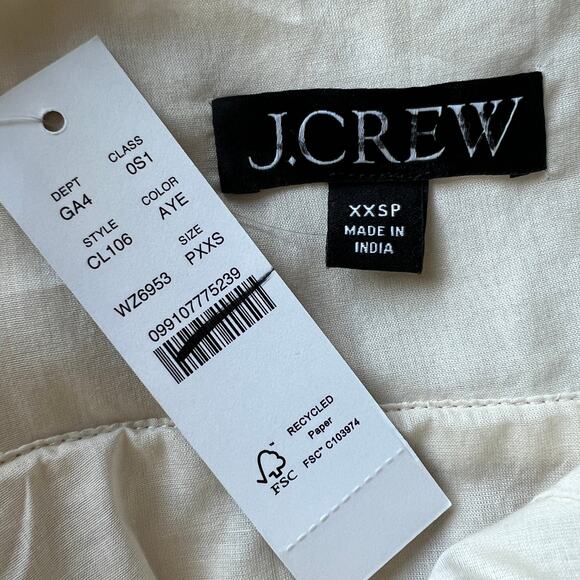 J Crew Petite Milano Dress In Cotton Voile XXS Petite Albescent Yellow FLAW - Picture 2 of 16